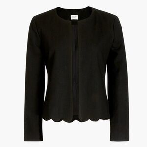 J.Crew Black Linen Blend Scallop Hem Blazer Jacket